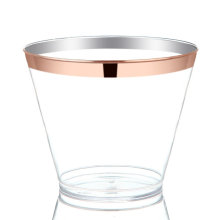 Rose Gold Rimmed Plastic Cups Disposable Hard Party Wedding 7oz 9 oz 10oz 12oz